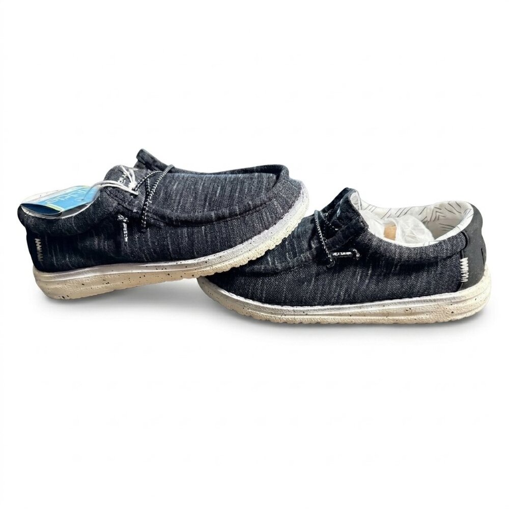 Hey Dude Boy's Wally Stretch Black Casual Shoes Slip On Youth Size Y2-L3